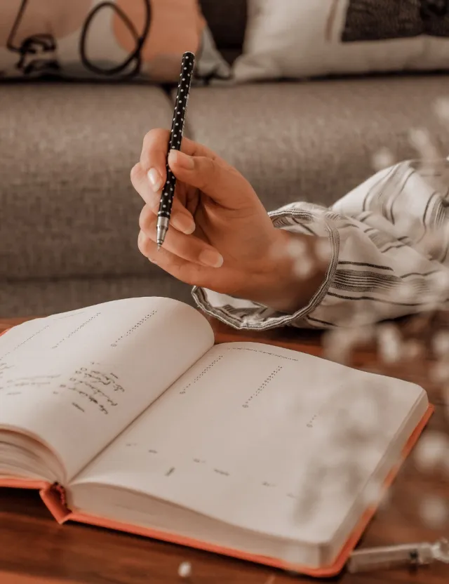 diary and hand